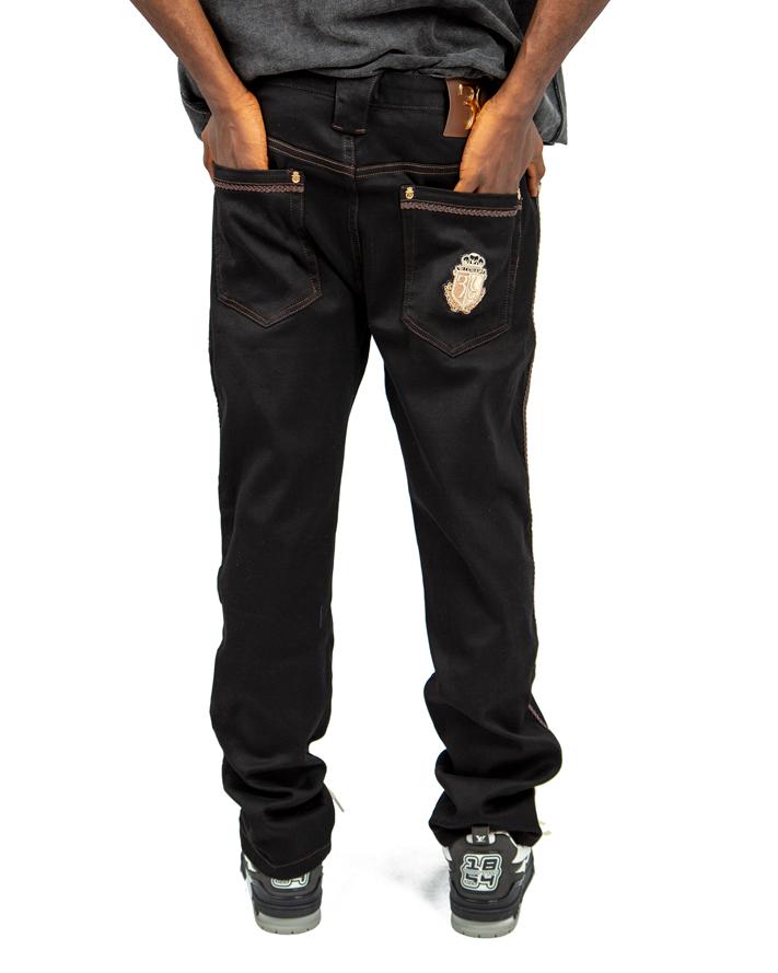 Men's black jeans with contrast stitch detail