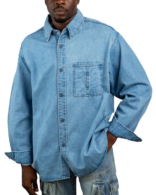 Levi's Men's Light Wash Denim Shirt, Long Sleeve, Casual Wear