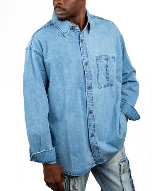 Levi's Men's Light Wash Denim Shirt, Long Sleeve, Casual Wear