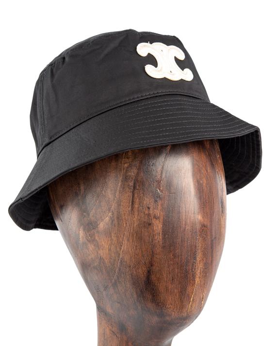 Celine Triomphe Bucket Hat, Black, Off-White Logo, Unisex