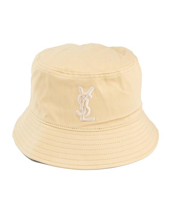 Yves Saint Laurent Wide Brim Bucket Hat, Beige, Off-White Logo, Unisex