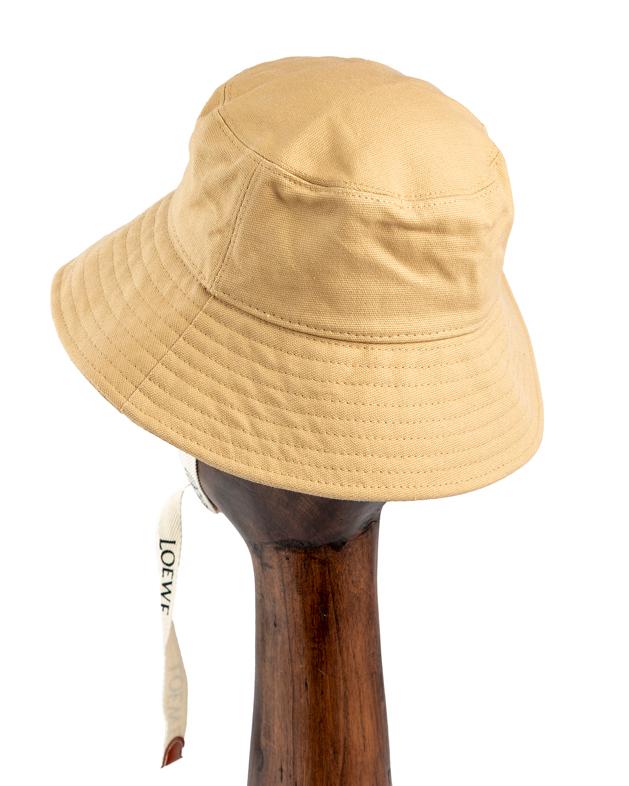 Loewe Canvas Bucket Hat, Beige Canvas, Tan Leather Patch, Unisex