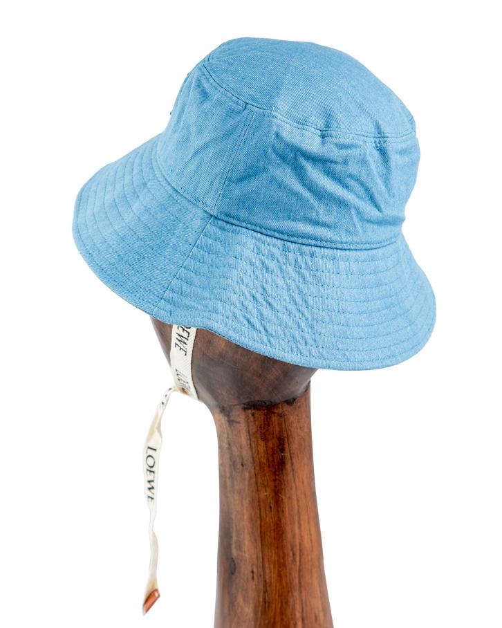 Loewe Denim Bucket Hat, Light Blue Denim, Tan Leather Patch, Unisex