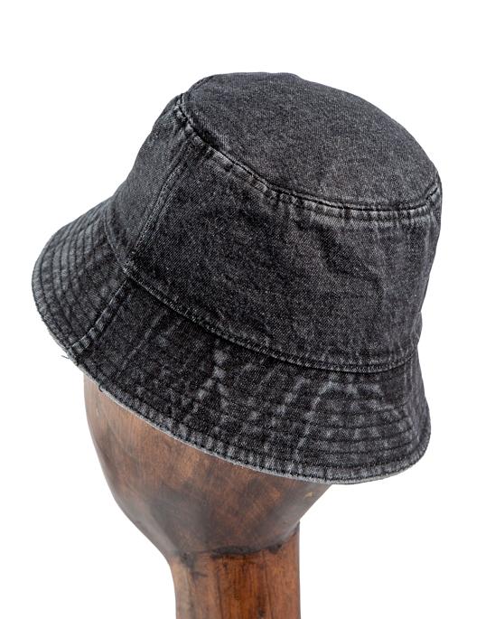 Prada Washed Denim Bucket Hat, Black Denim, Silver Logo, Unisex