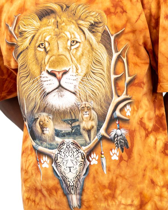Lion Graphic Tie-Dye T-Shirt, Orange/Yellow, Unisex, Lagos, Nigeria.
