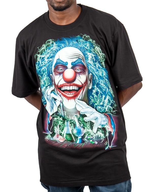 Looper Clothing Black T-shirt with Sinister Clown Chemist Graphic