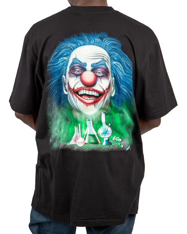Looper Clothing Black T-shirt with Sinister Clown Chemist Graphic