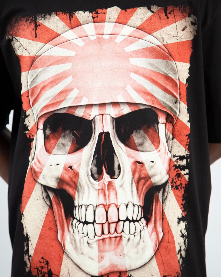 Rock Eagle Skull Graphic T-Shirt - Distressed Sunburst Design