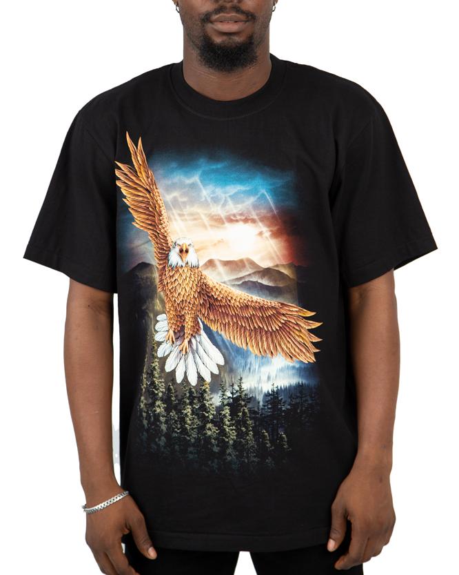 Eagle Graphic Black Cotton T-Shirt