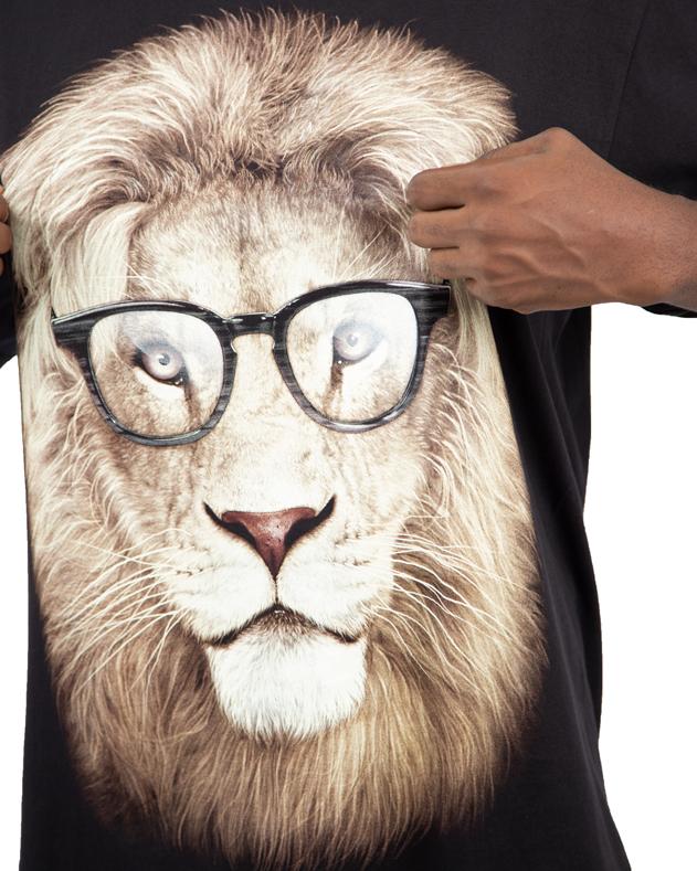 Rock Eagle Lion with Glasses Black T-Shirt