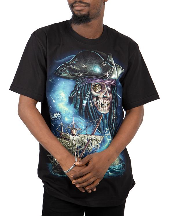 Rock Eagle Pirate Skull Graphic T-Shirt
