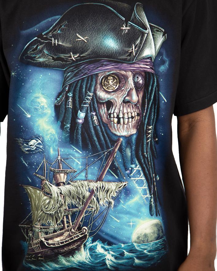 Rock Eagle Pirate Skull Graphic T-Shirt