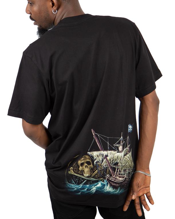Rock Eagle Pirate Skull Graphic T-Shirt"