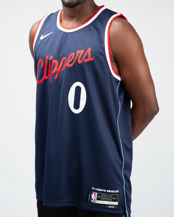 Nike Los Angeles Clippers City Edition Jersey, Navy Blue, Clippers Script, Number 0, NBA Jersey