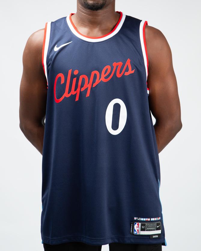 Nike Los Angeles Clippers City Edition Jersey, Navy Blue, Clippers Script, Number 0, NBA Jersey