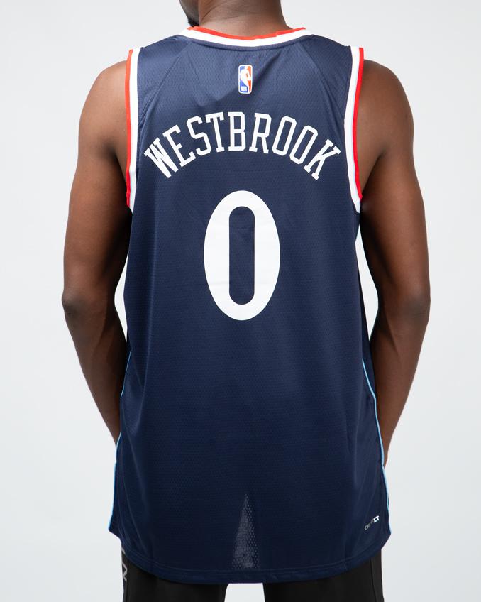 Nike Los Angeles Clippers City Edition Jersey, Navy Blue, Clippers Script, Number 0, NBA Jersey