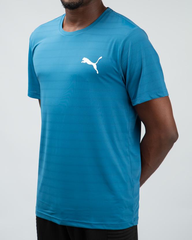 Puma Men's Performance Logo T-Shirt, Teal, Moisture-Wicking Fabric