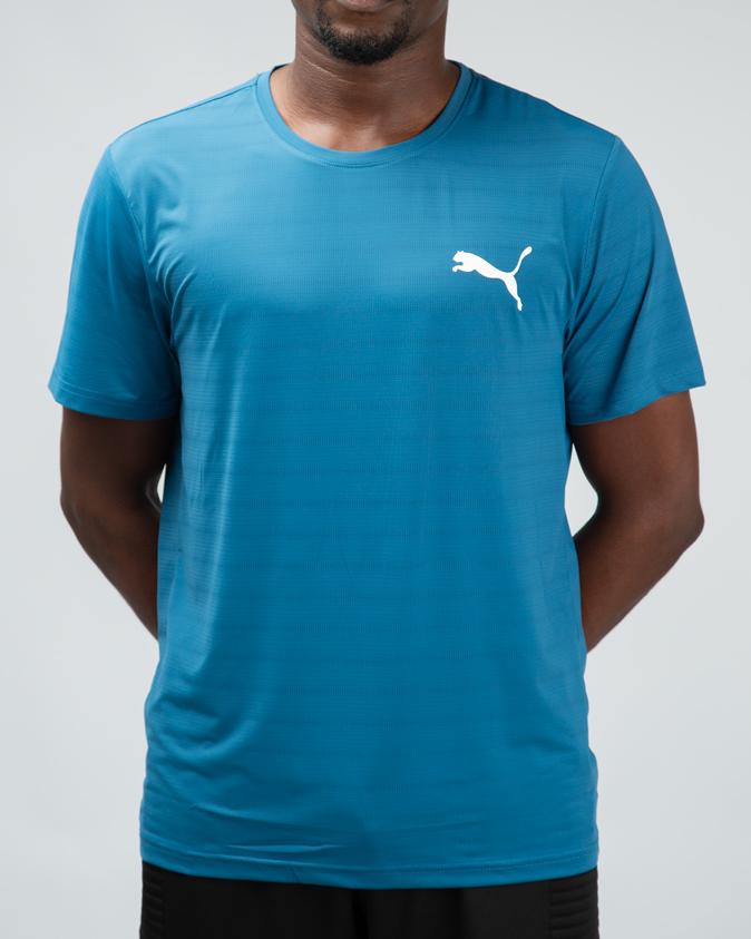 Puma Men's Performance Logo T-Shirt, Teal, Moisture-Wicking Fabric