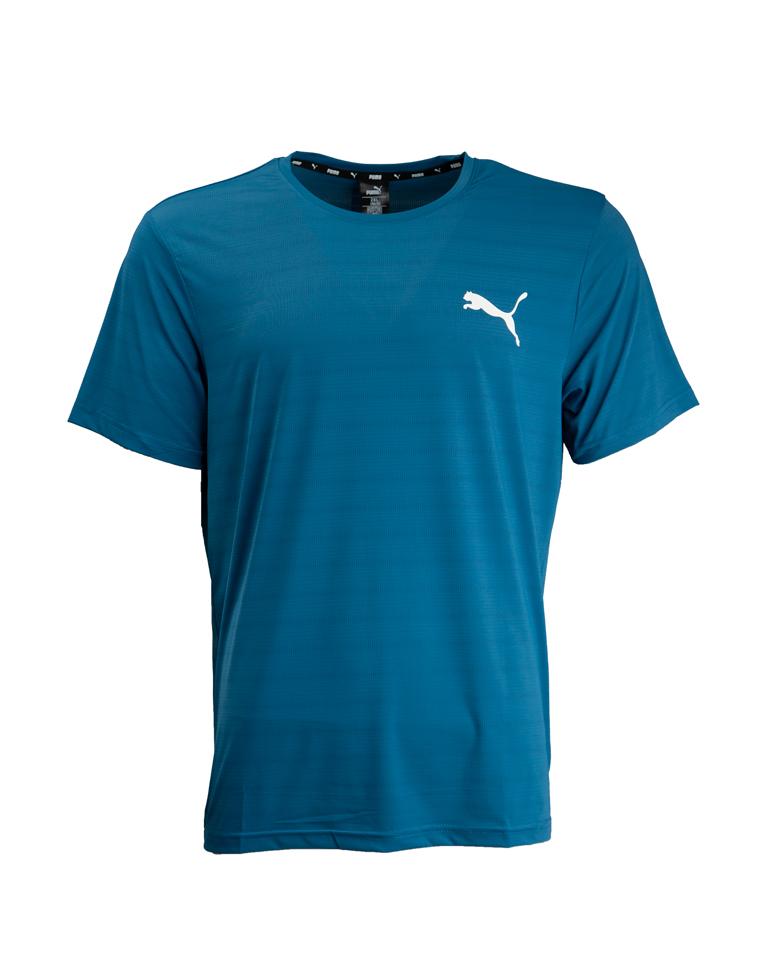  Puma Men's Performance Logo T-Shirt, Teal, Moisture-Wicking Fabric