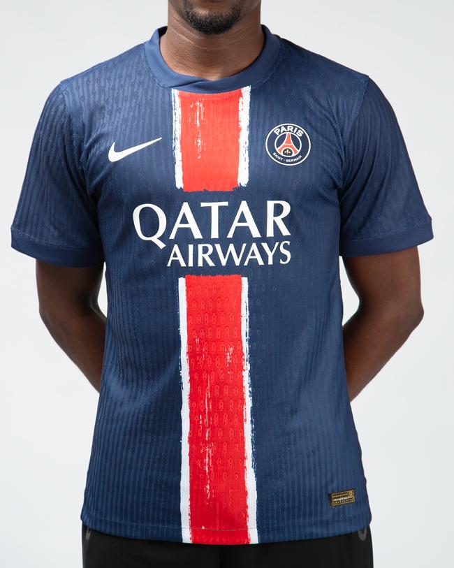 Nike PSG 2023/24 Home Authentic Jersey, Navy Blue, Red Stripe, Qatar Airways, Soccer Jersey