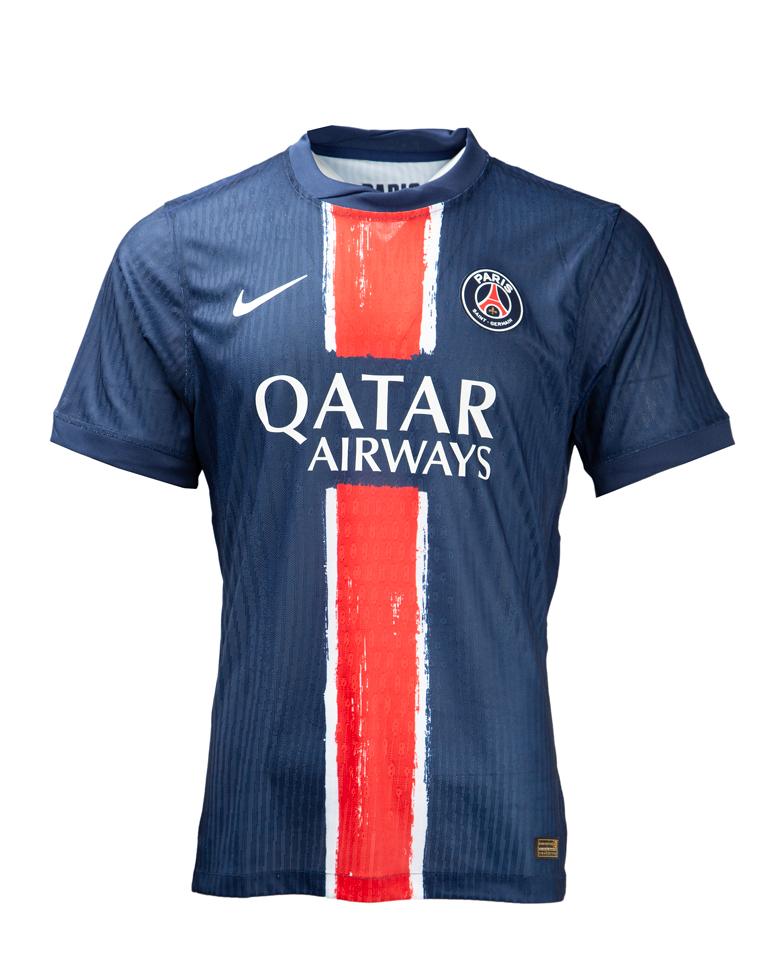 Nike PSG 2023/24 Home Authentic Jersey, Navy Blue, Red Stripe, Qatar Airways, Soccer Jersey