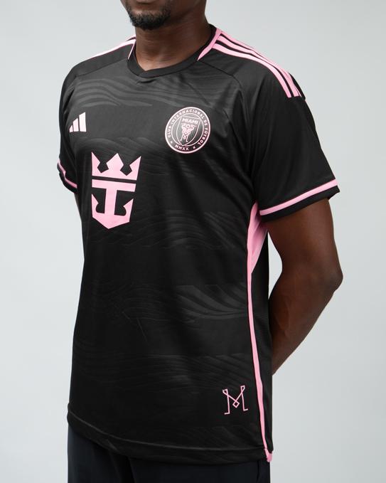 Adidas Inter Miami CF 2024 Away Pre-Match Jersey, Black, Pink Accents, MLS Pre-Match Jersey, Inter Miami Jersey