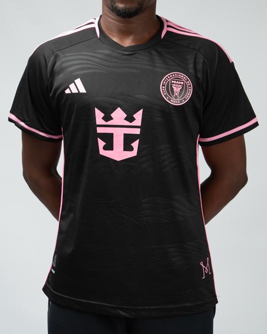 Adidas Inter Miami CF 2024 Away Pre-Match Jersey, Black, Pink Accents, MLS Pre-Match Jersey, Inter Miami Jersey