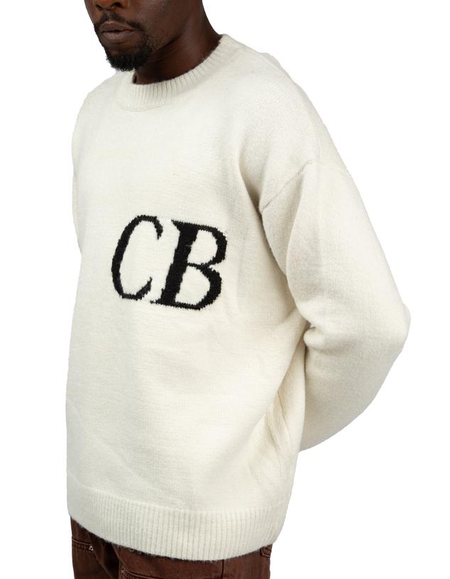  Cole Buxton CB Logo Knit Sweater - Cream