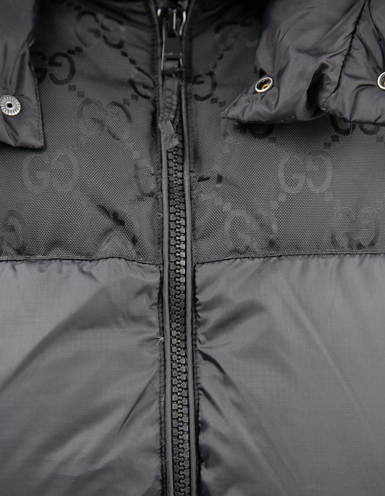 Gucci black GG pattern down jacket, men's/unisex quilted nylon outerwear