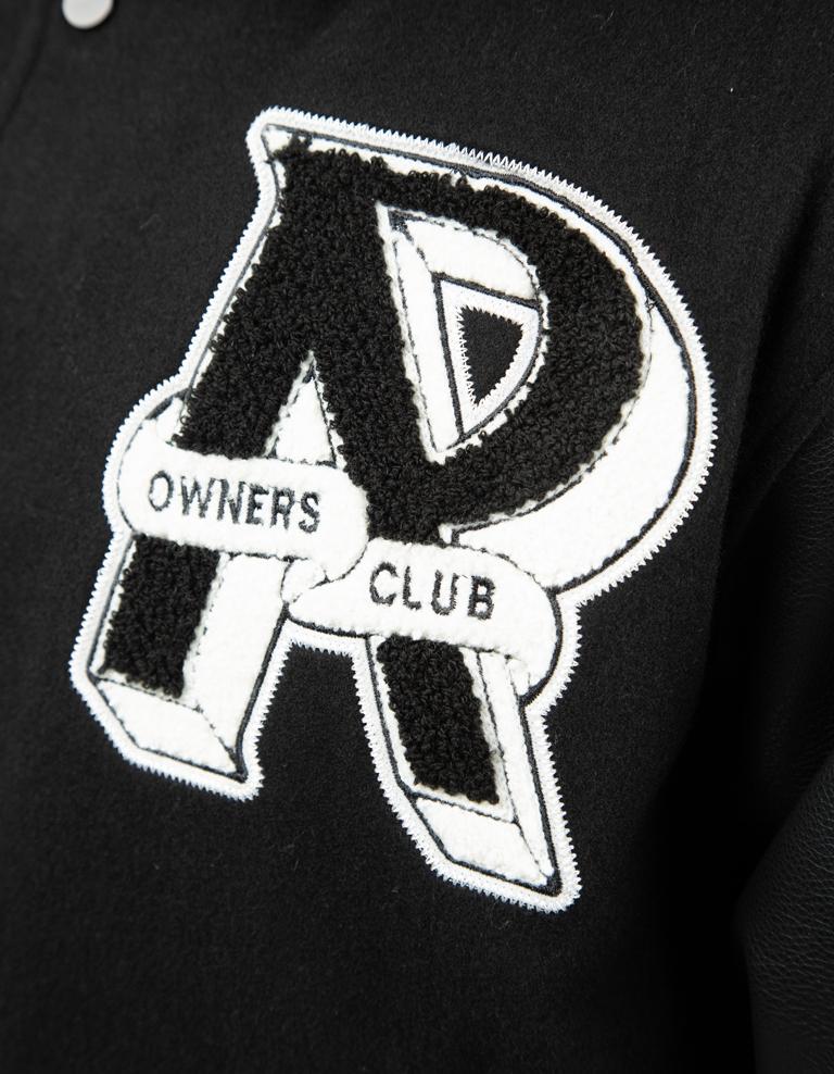 Represent Owners' Club black bomber jacket, unisex streetwear outerwear.