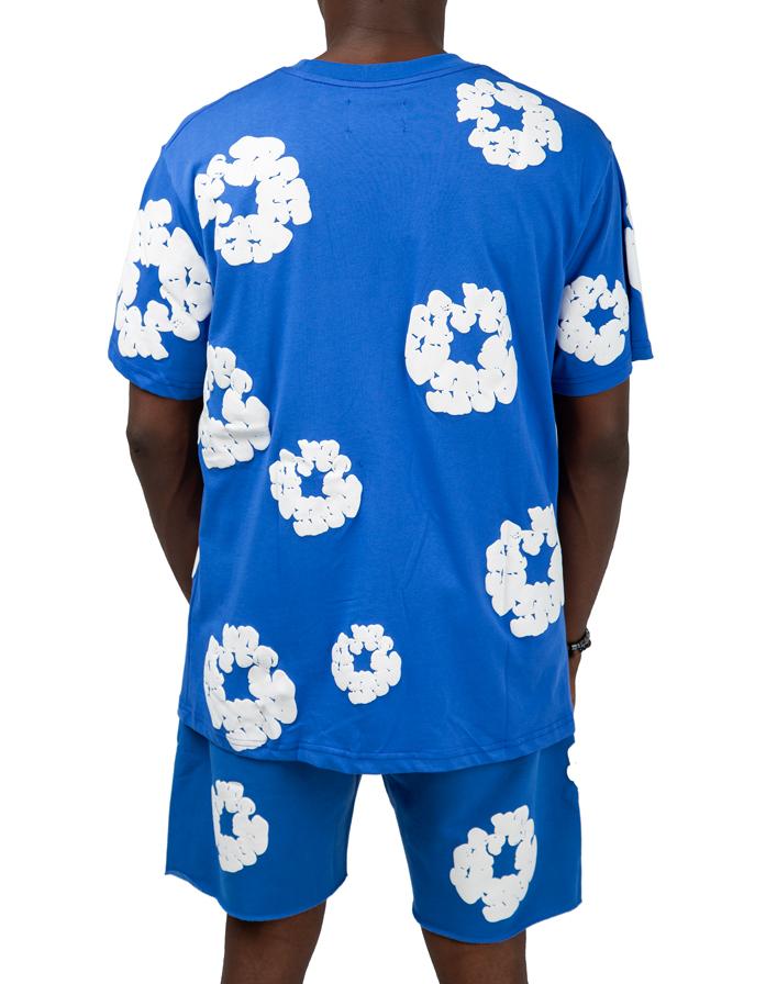 Blue floral print t-shirt and shorts set