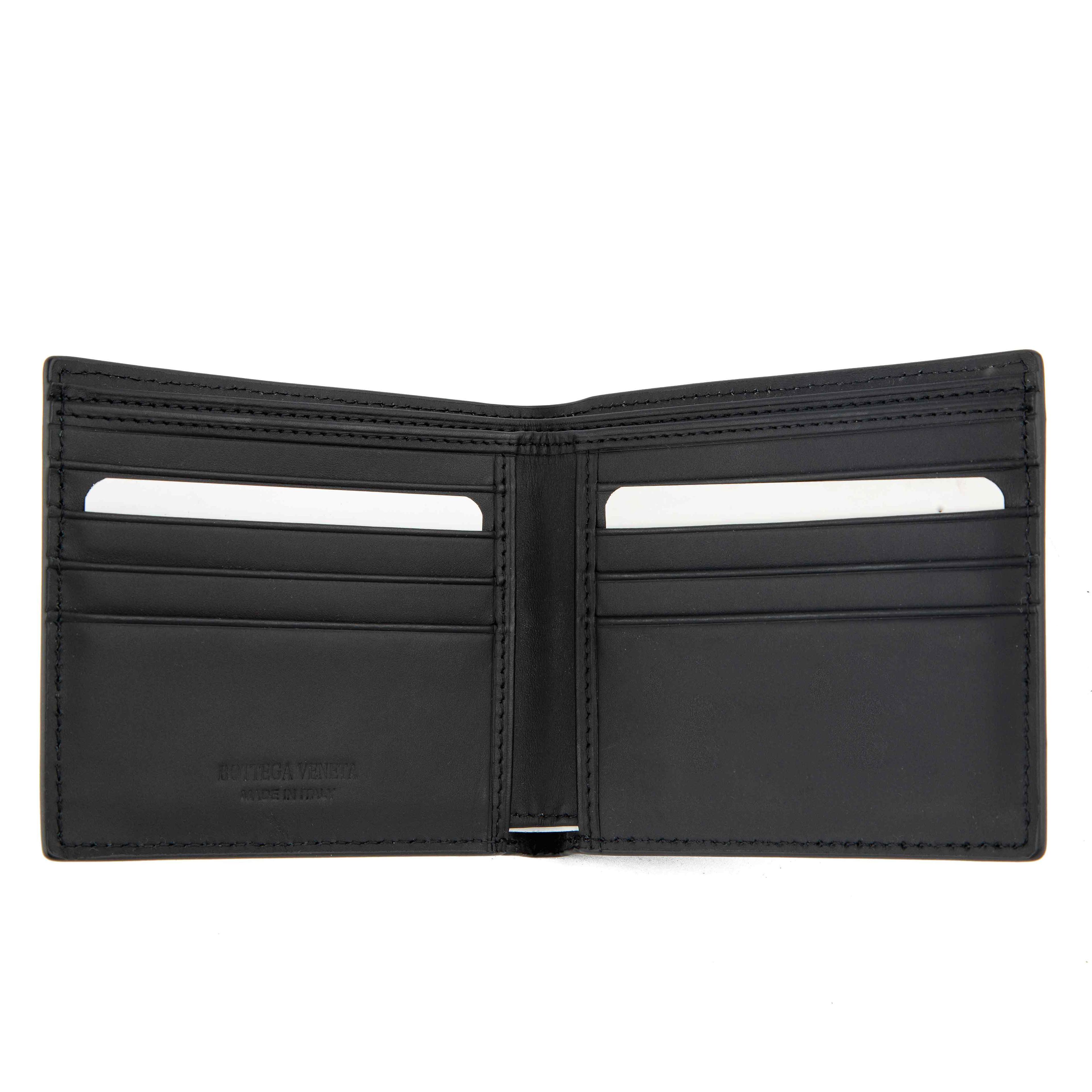 Bottega Veneta Black Intrecciato Leather Bifold Wallet