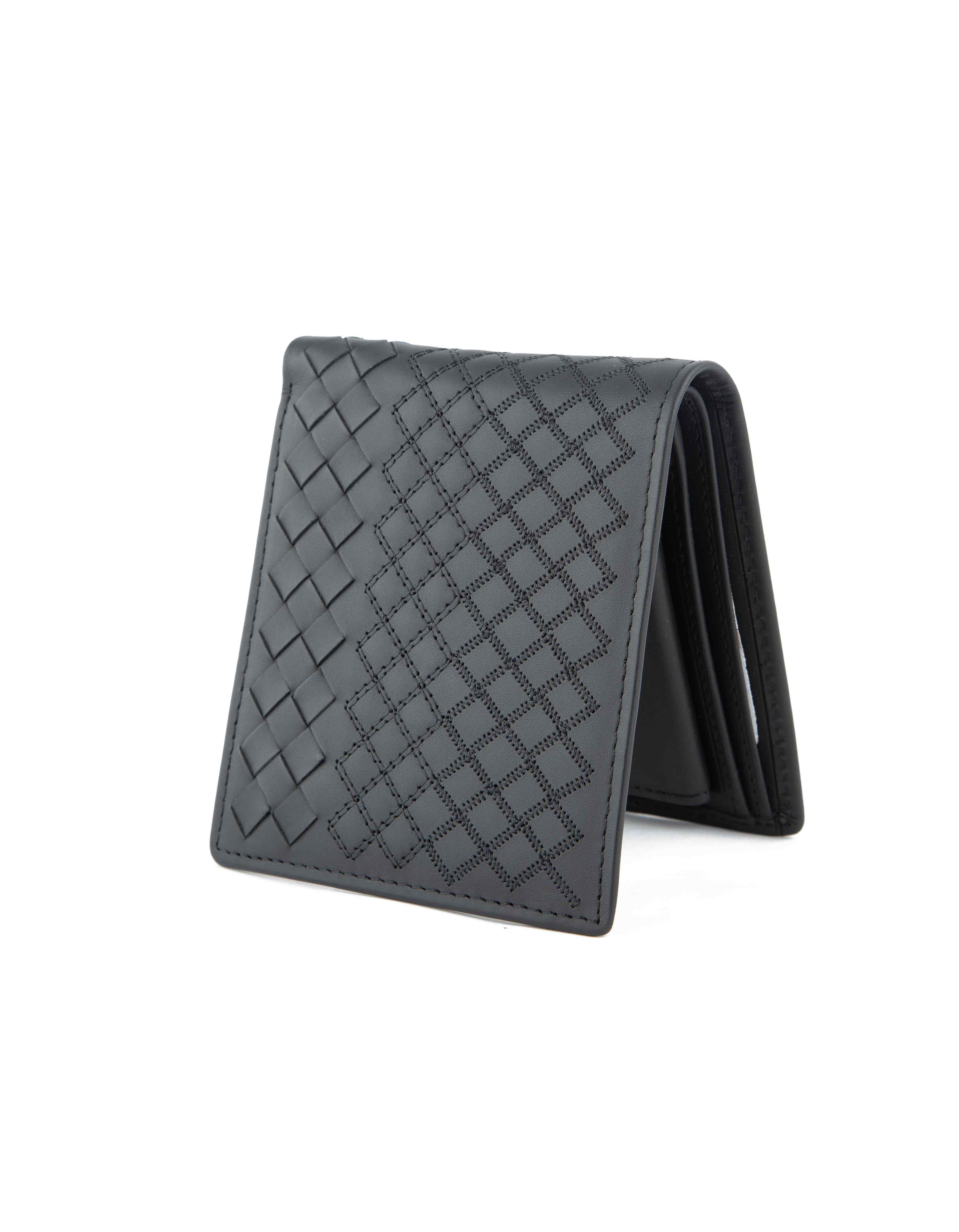 Bottega Veneta Black Intrecciato Leather Bifold Wallet