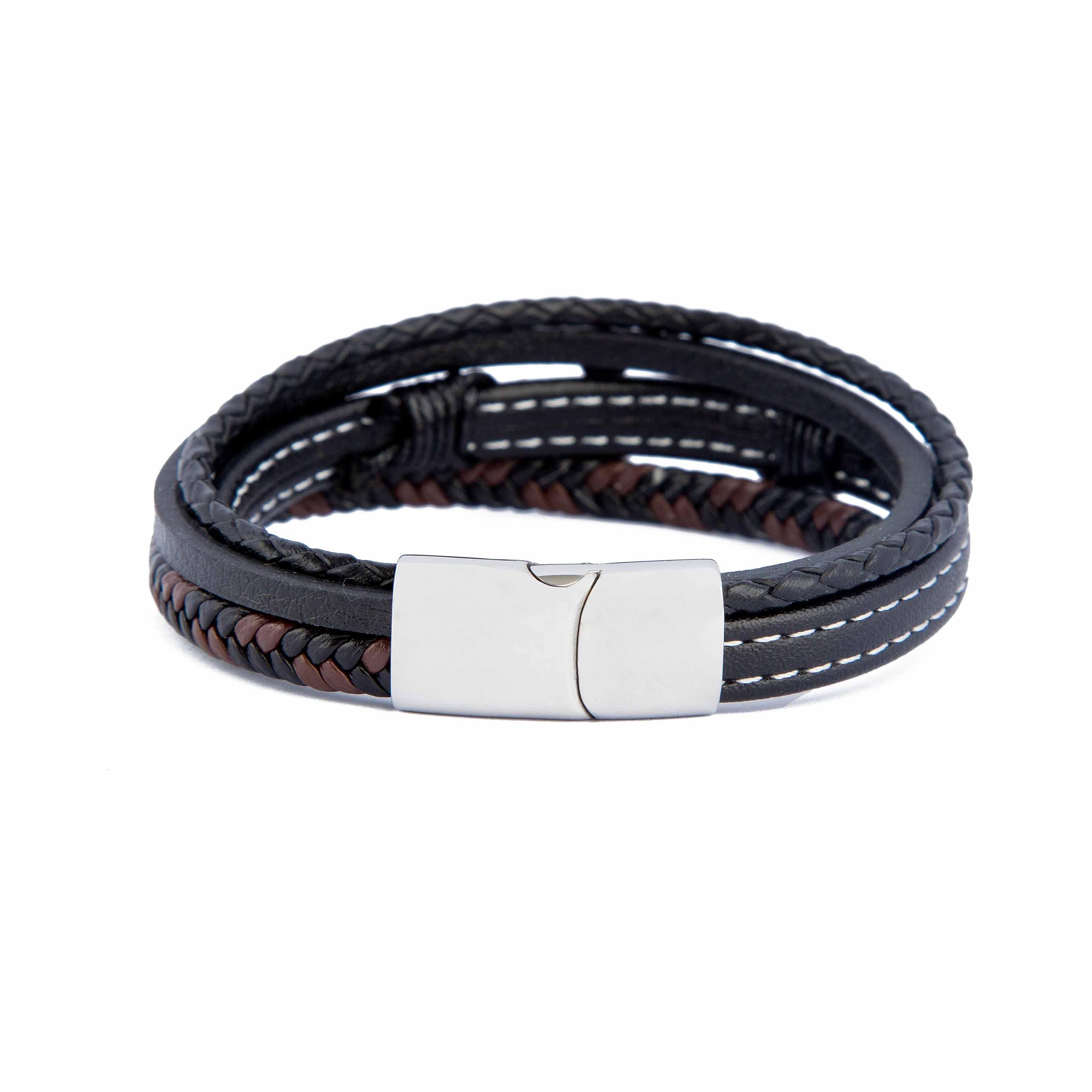 Fako Bijoux Multi-Strand Leather Bracelet with Cross