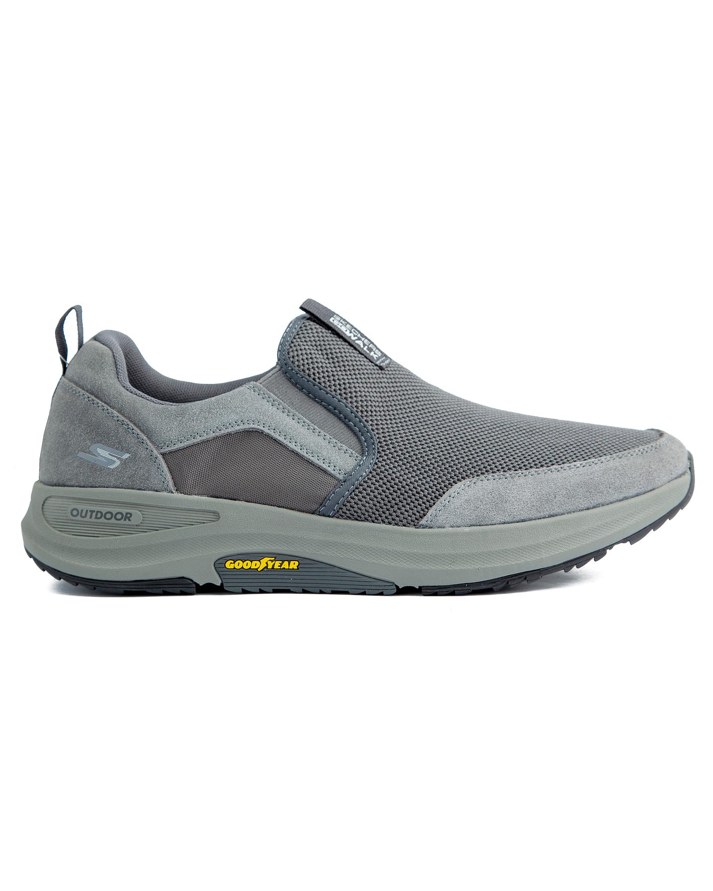 Skechers GO WALK Arch Fit - Grand Horizon men's walking shoes in dark grey mesh with synthetic overlays.