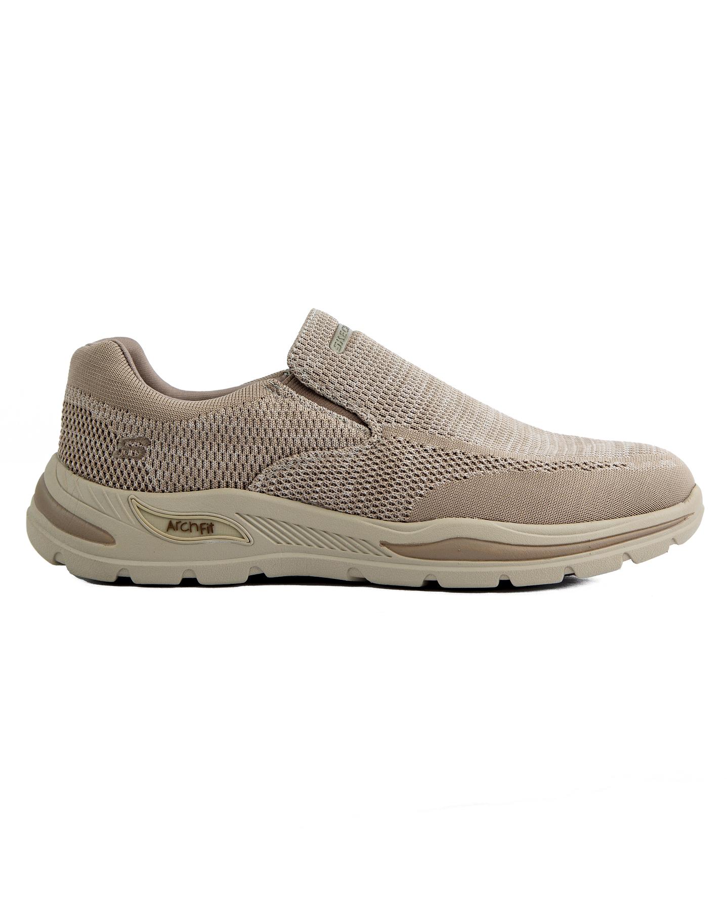 Skechers USA Arch Fit Motley - Vaseo Slip-On Men's Shoes, Taupe knit mesh upper, slip-on design, Arch Fit insole for suppor