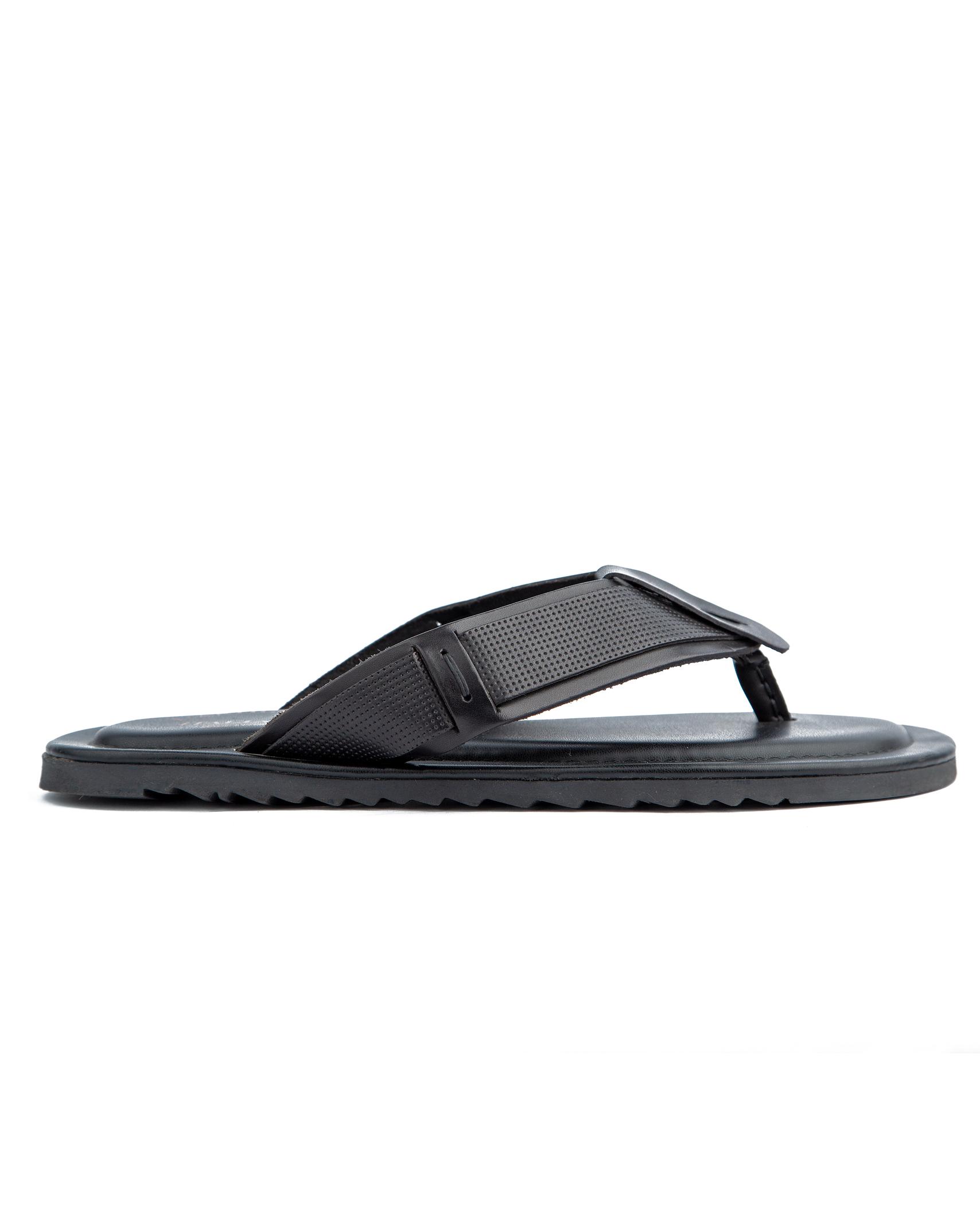 Bblack leather cross-strap sandals. Designed for comfort & durability.