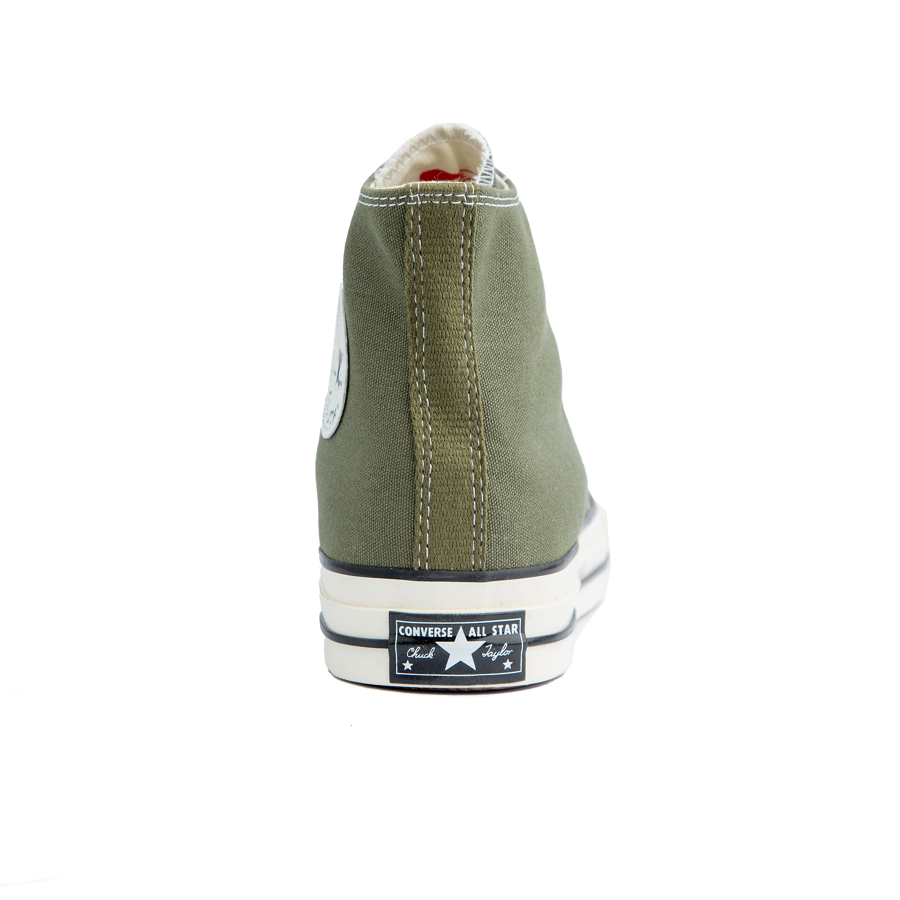 Olive green Converse Chuck Taylor All Star 70 High Top Sneakers - Unisex canvas shoes with timeless style, durable construction, and a classic silhouette.