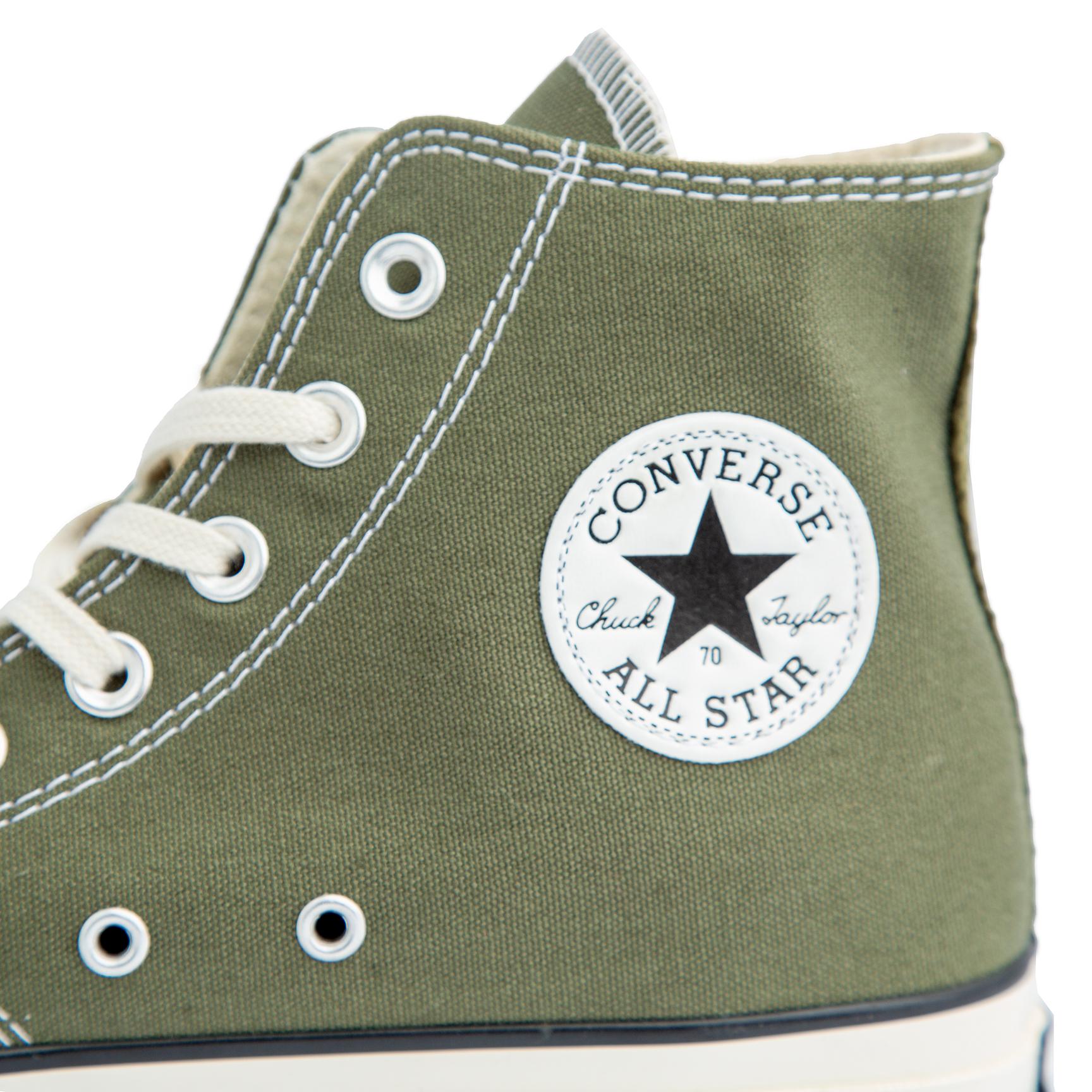  Olive green Converse Chuck Taylor All Star 70 High Top Sneakers - Unisex canvas shoes with timeless style, durable construction, and a classic silhouette.