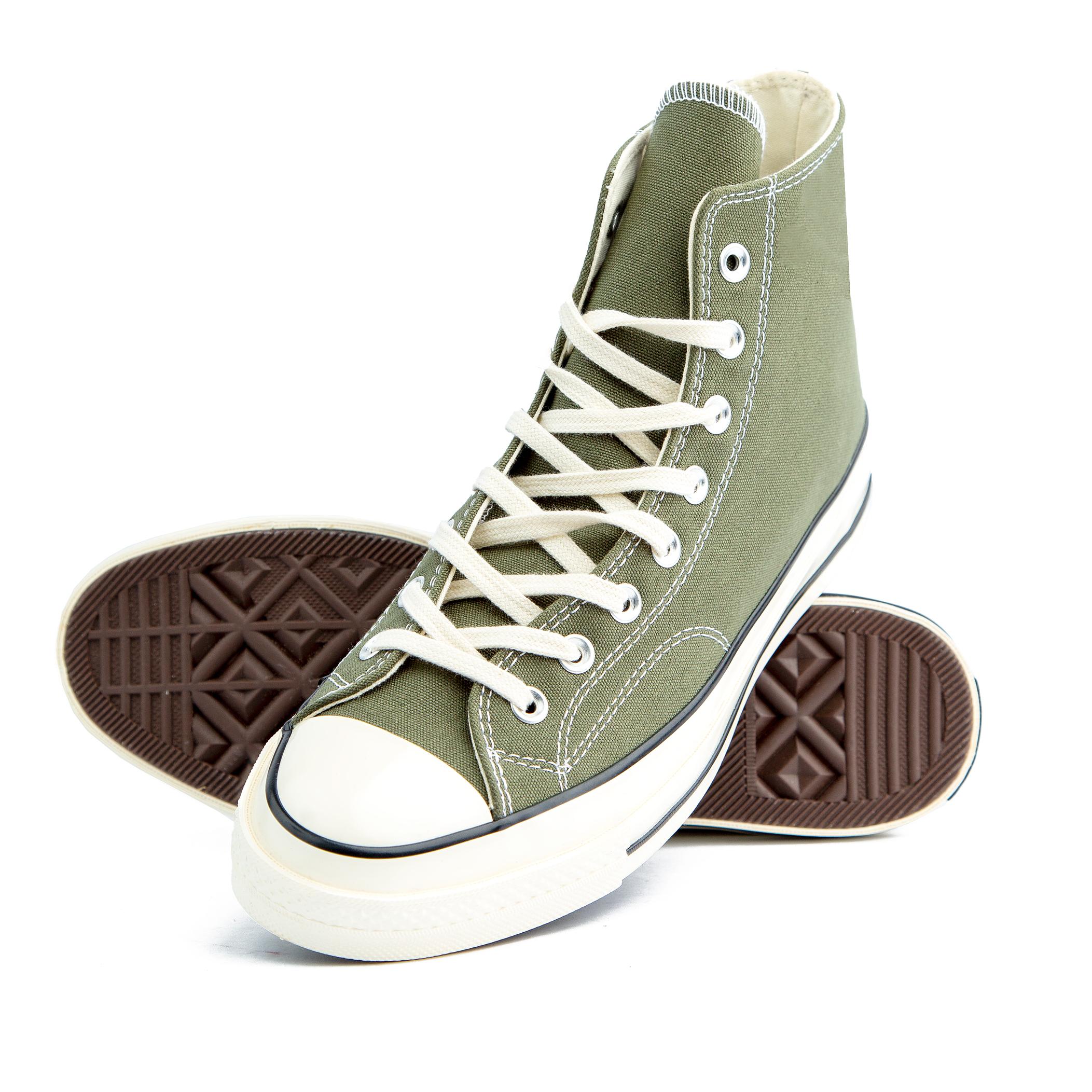 Olive green Converse Chuck Taylor All Star 70 High Top Sneakers - Unisex canvas shoes with timeless style, durable construction, and a classic silhouette.