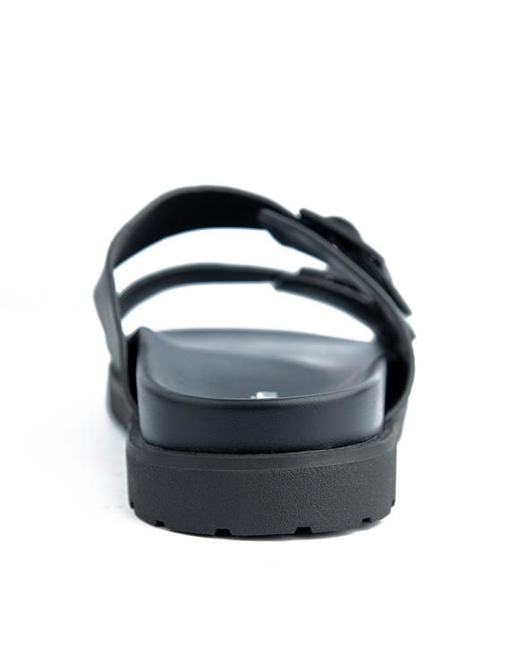 Calvin Klein Black Double Strap Sandals, Unisex Comfortable Summer Footwear with Adjustable Buckles, Stylish & Durable for Men and Women.
