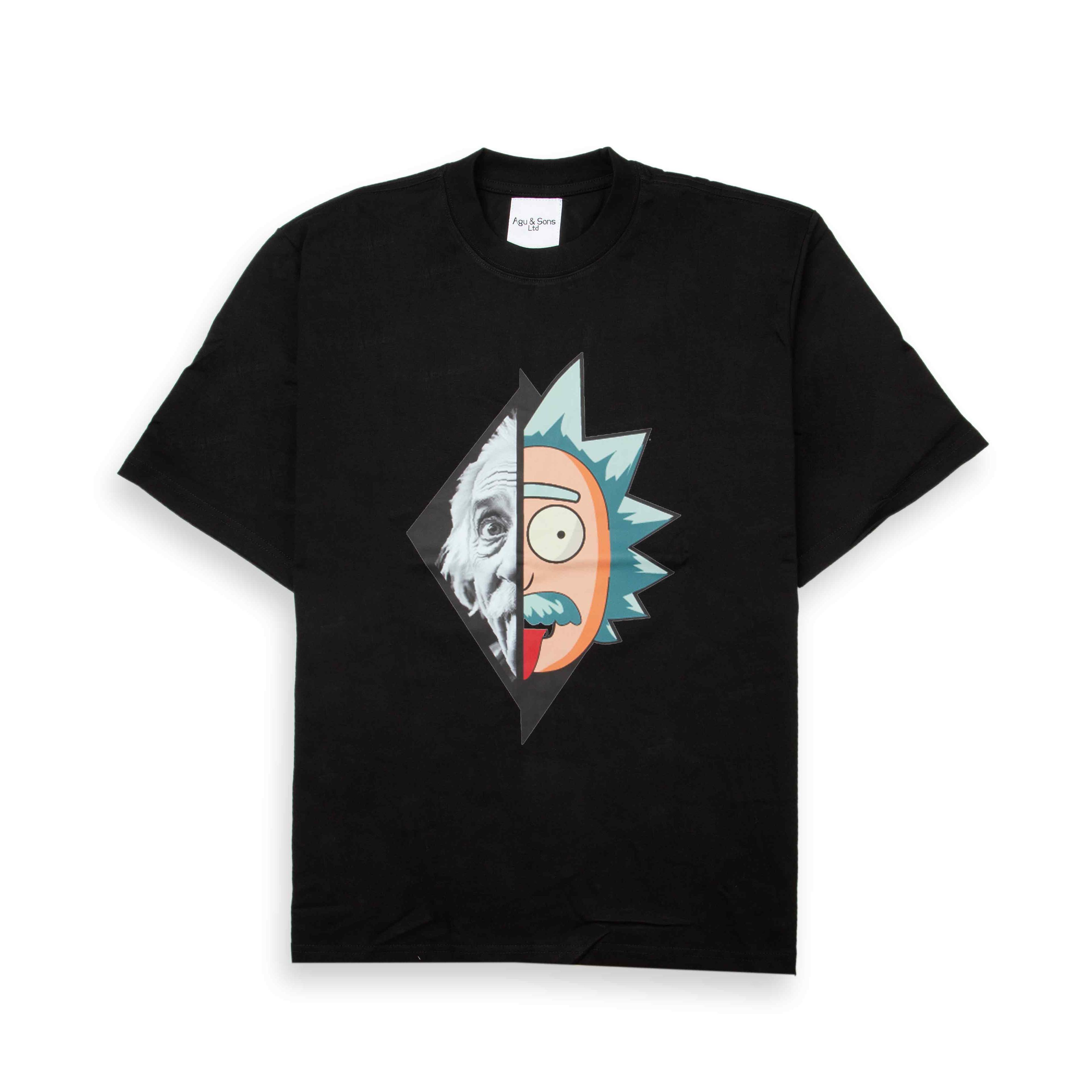 Agu & Sons Limited Black Einstein Rick Graphic T-Shirt