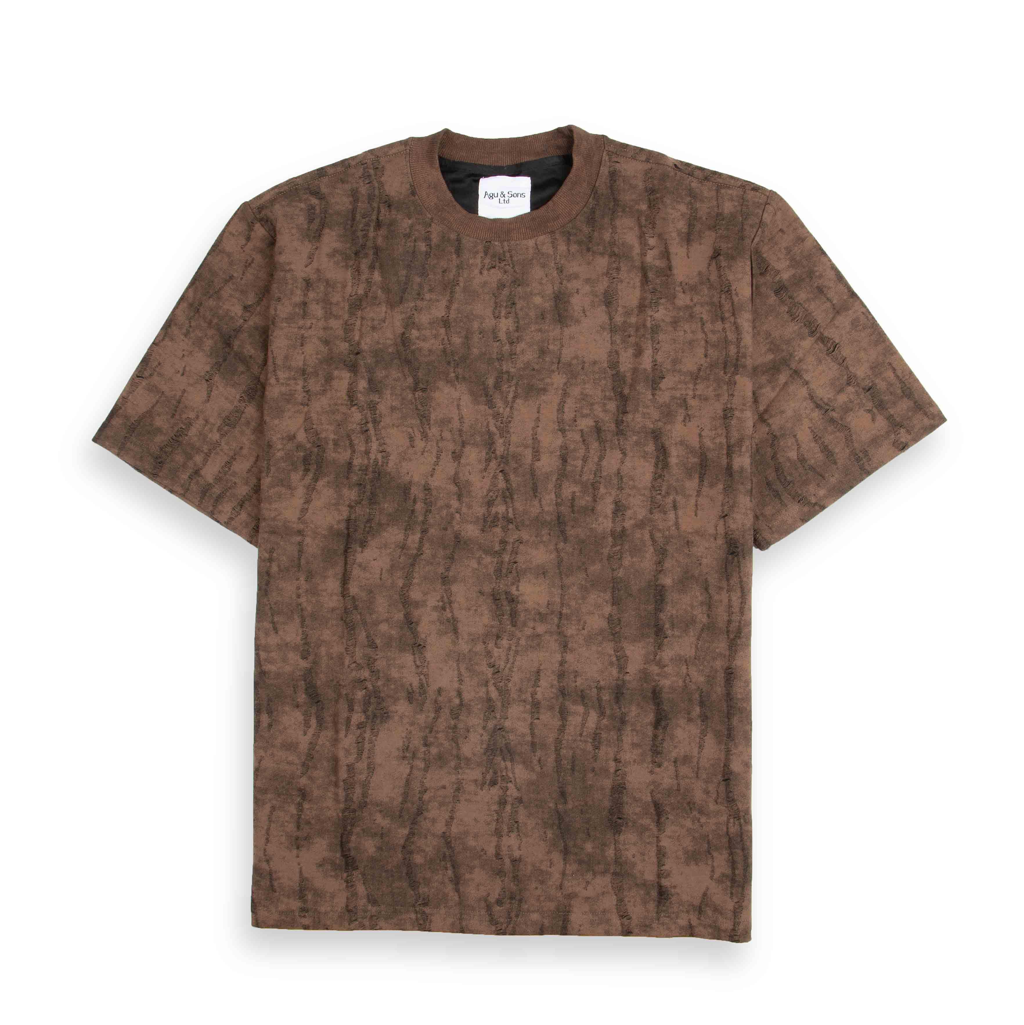 Agu & Sons Ltd Batik-Inspired  T-Shirt – XL | Beige & Black | Unisex Casual Streetwear Fashion Tee