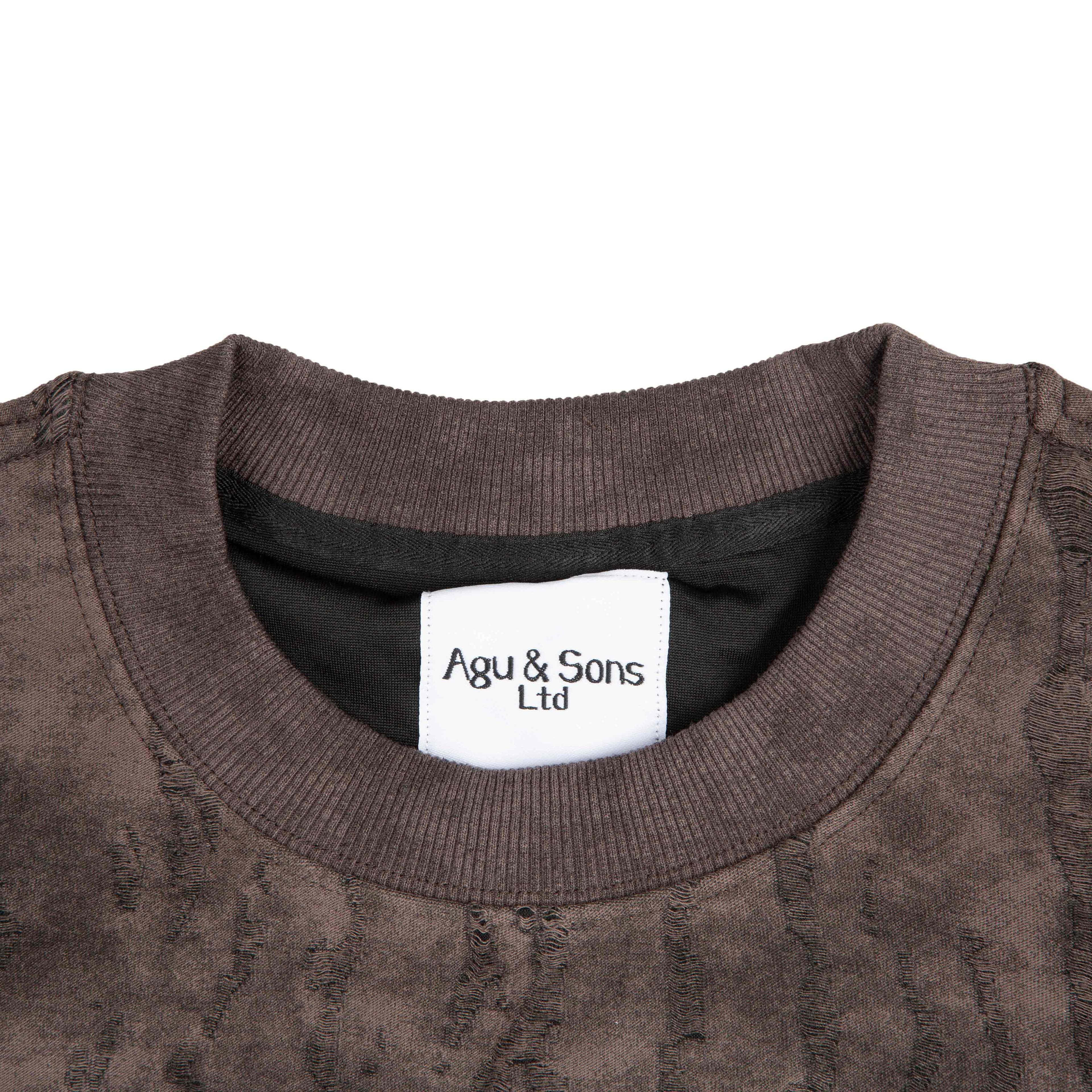Agu & Sons batik t-shirt in brown and black, featuring a relaxed fit and textured design for a trendy and comfortable casual look.