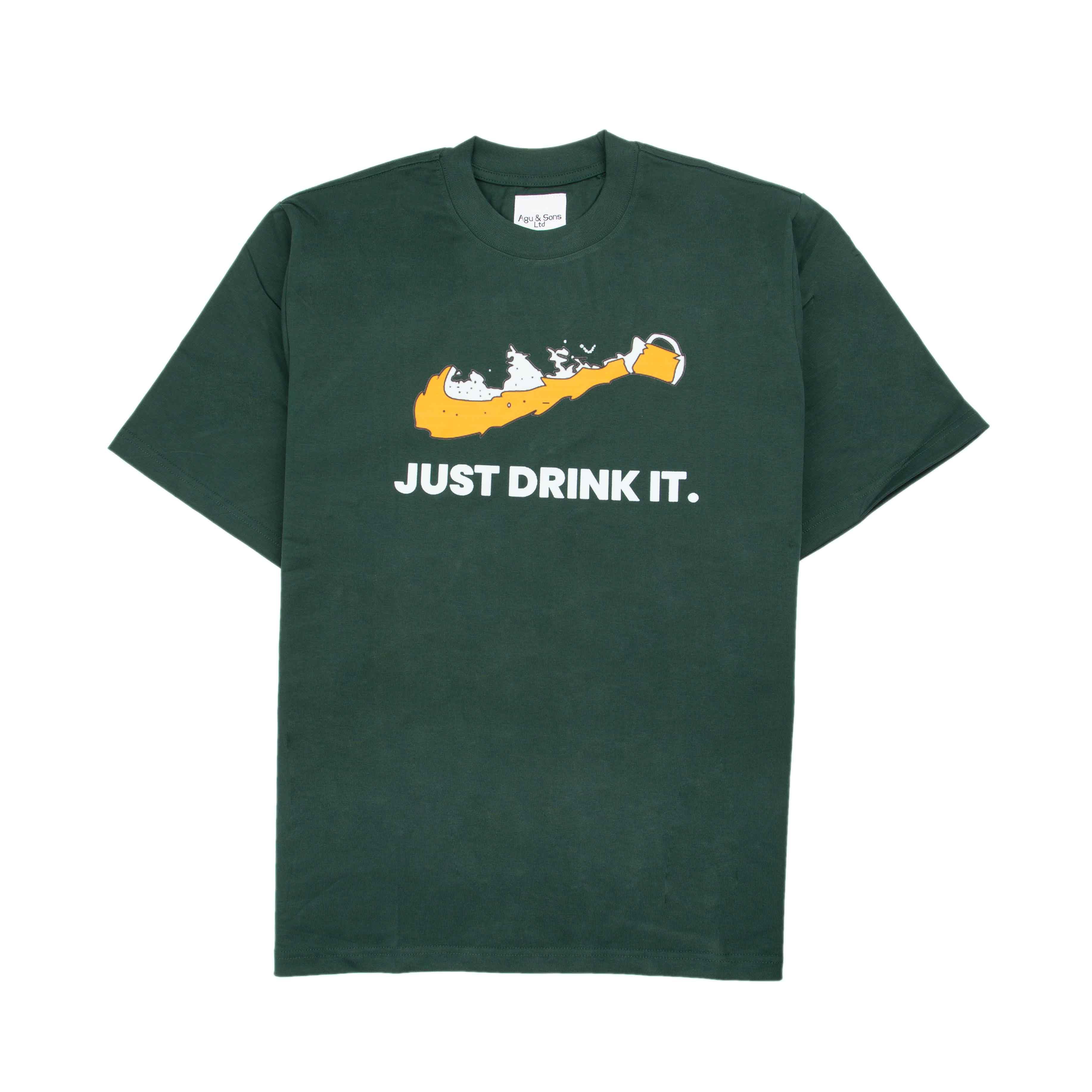 Agu & Sons Ltd. Just Drink It Long Island Dark Green T-shirt