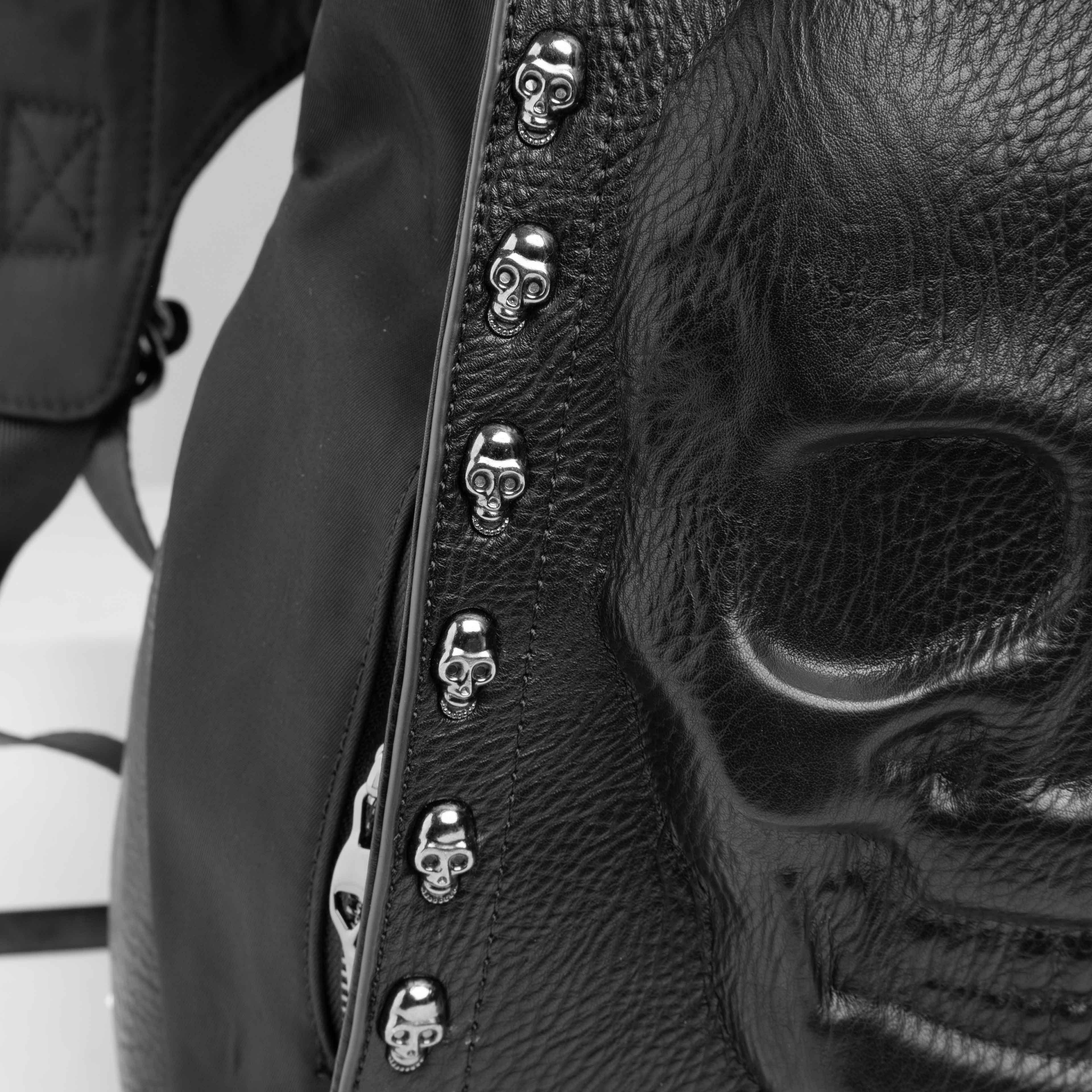 3D Skull Studded Hooded Backpack - Black Edgy Unisex