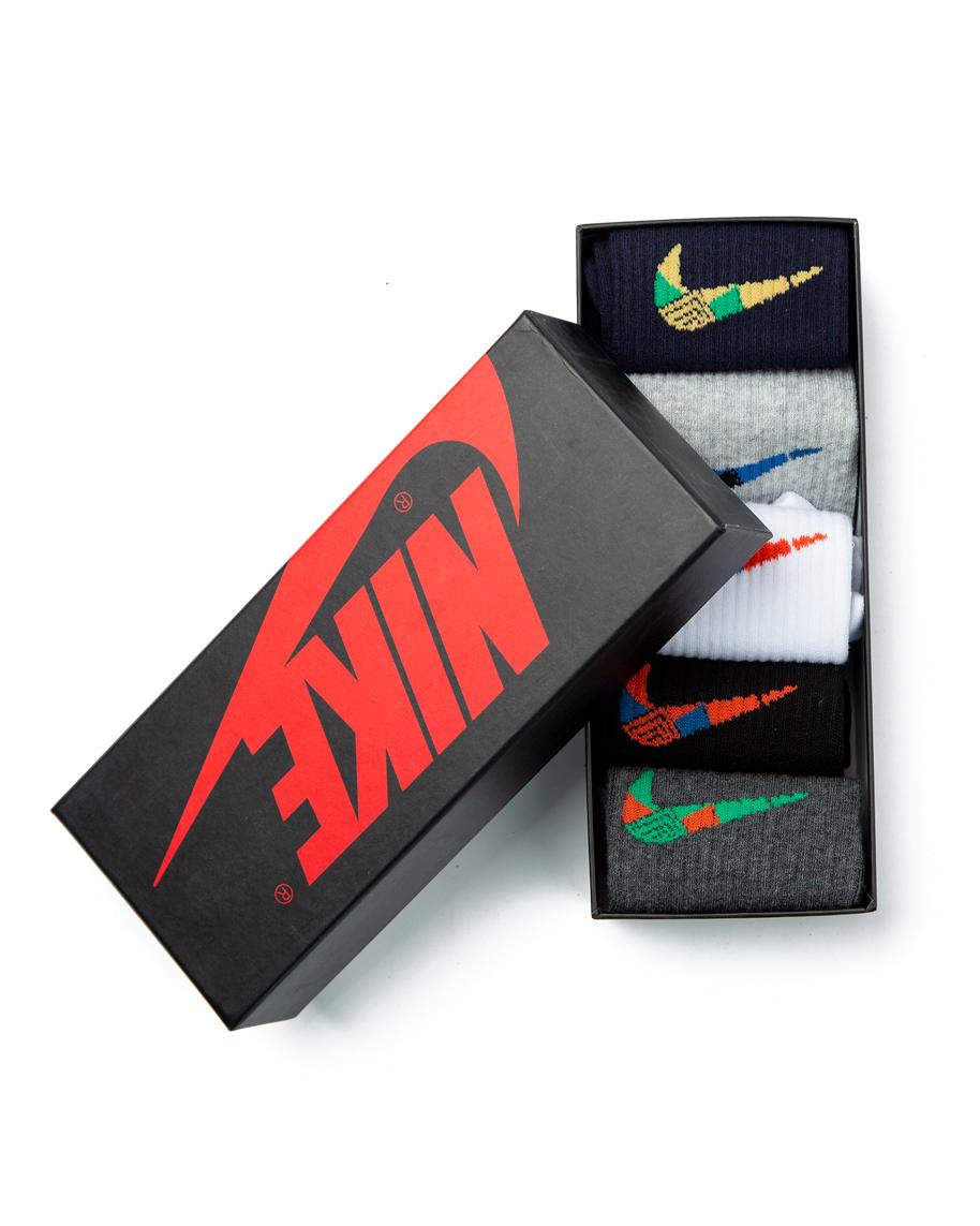 Nike Embroidered Swoosh Socks - 5 Pairs Gift Box | Premium Unisex