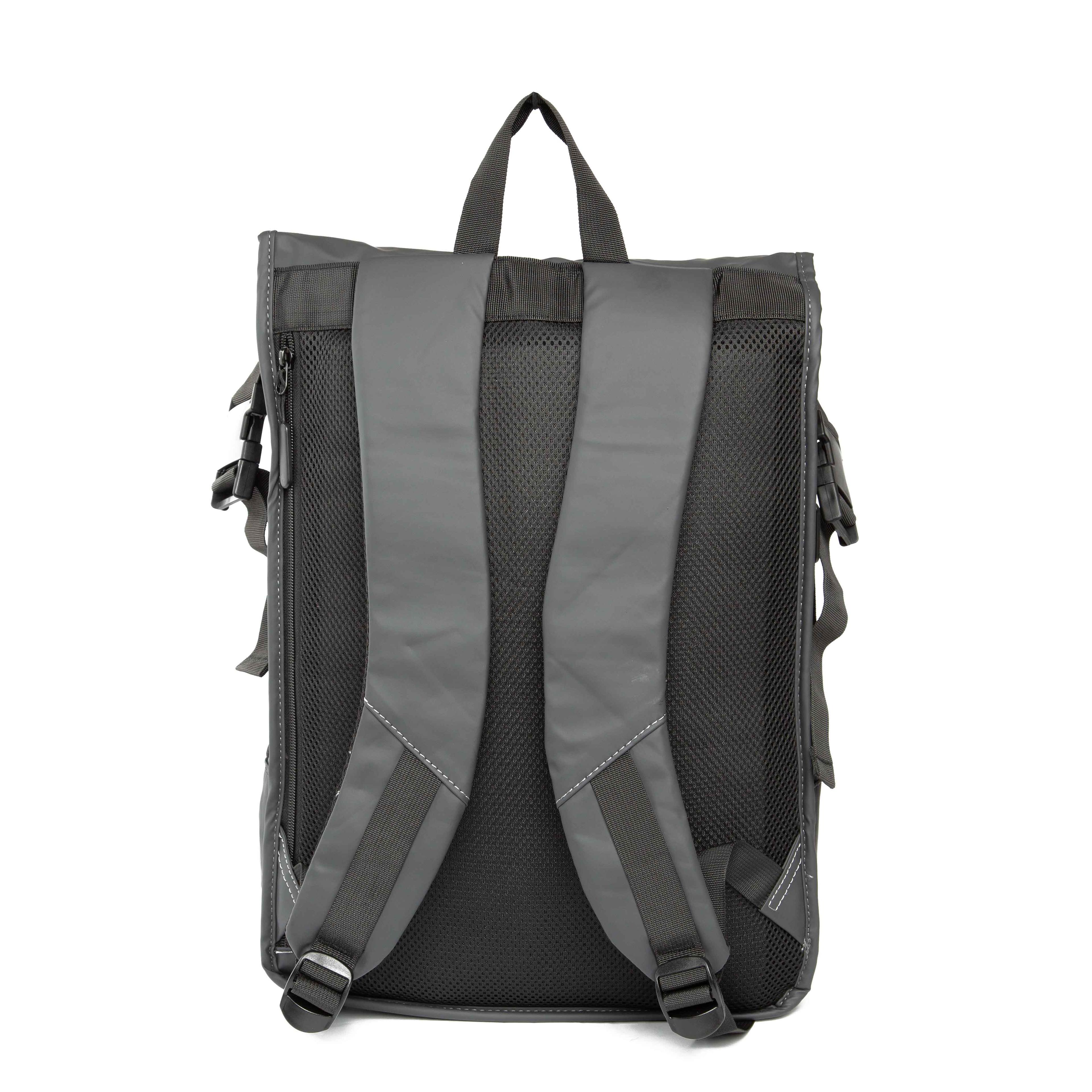 Grey Roll-Top Waterproof Backpack for Commuting & Travel | Unisex Durable Rucksack with Front Pocket