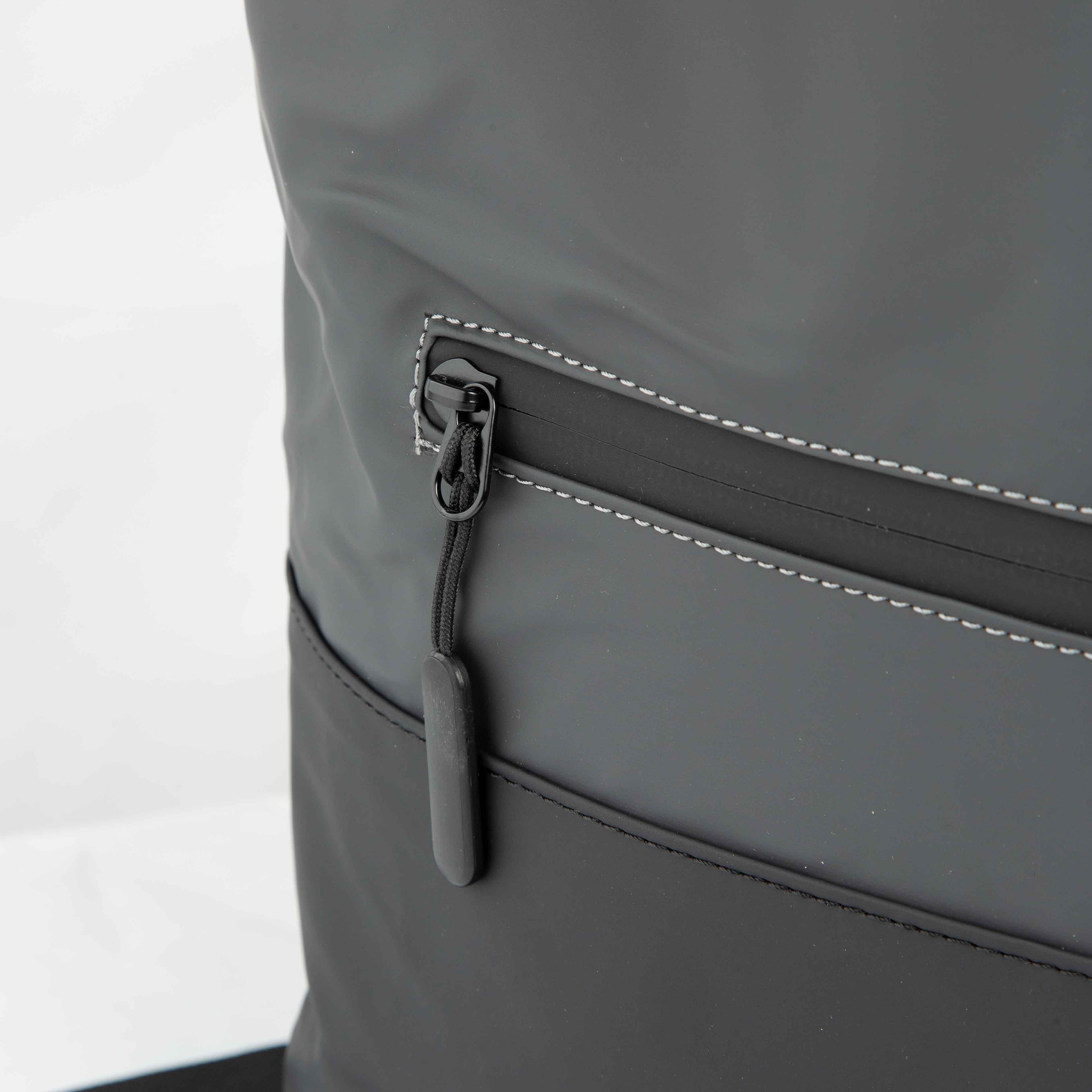 Grey Roll-Top Waterproof Backpack for Commuting & Travel | Unisex Durable Rucksack with Front Pocket