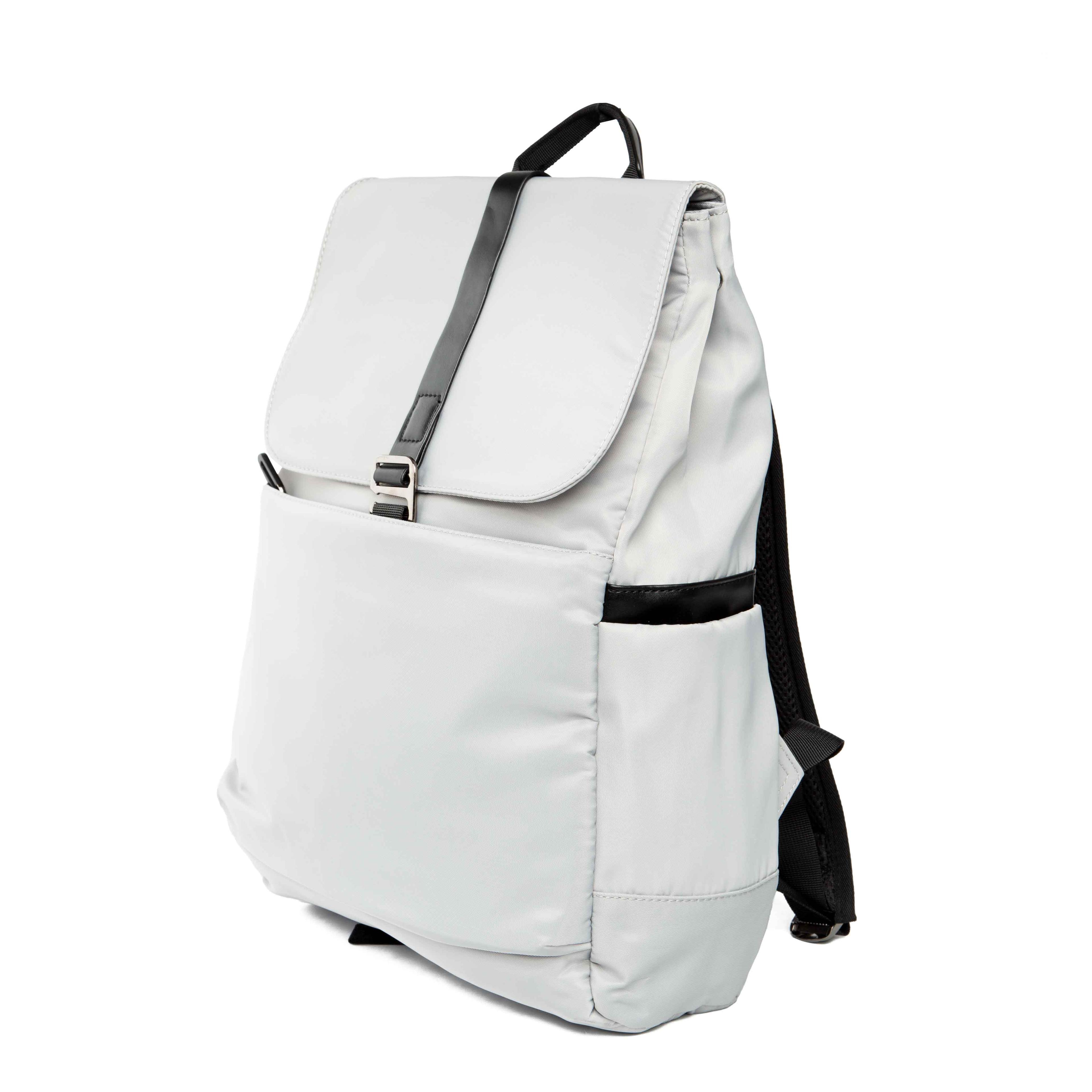 Light Grey Minimalist Flap Top Unisex Casual Backpack